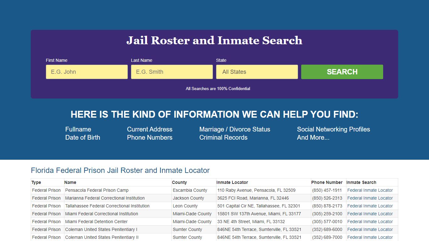 Jail Roster and Inmate Locator in Florida Search Online